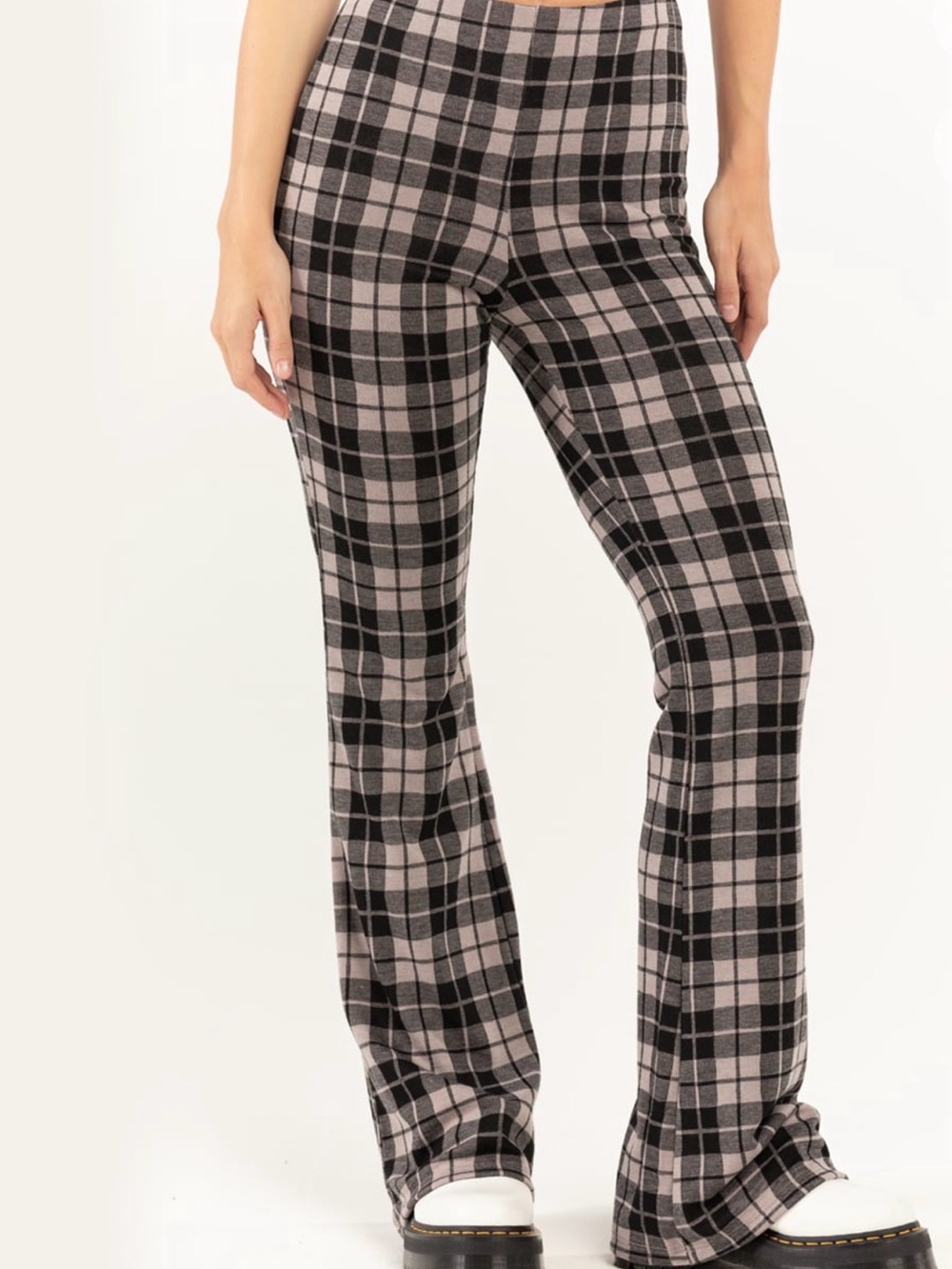 RSQ Plaid Womens Doubleknit Flared Pants